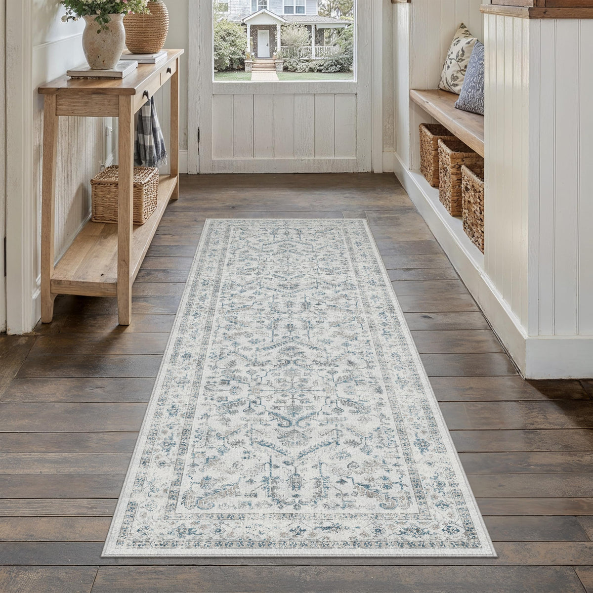 PureCozy Gray Area Rug 8x10 Vintage Floral