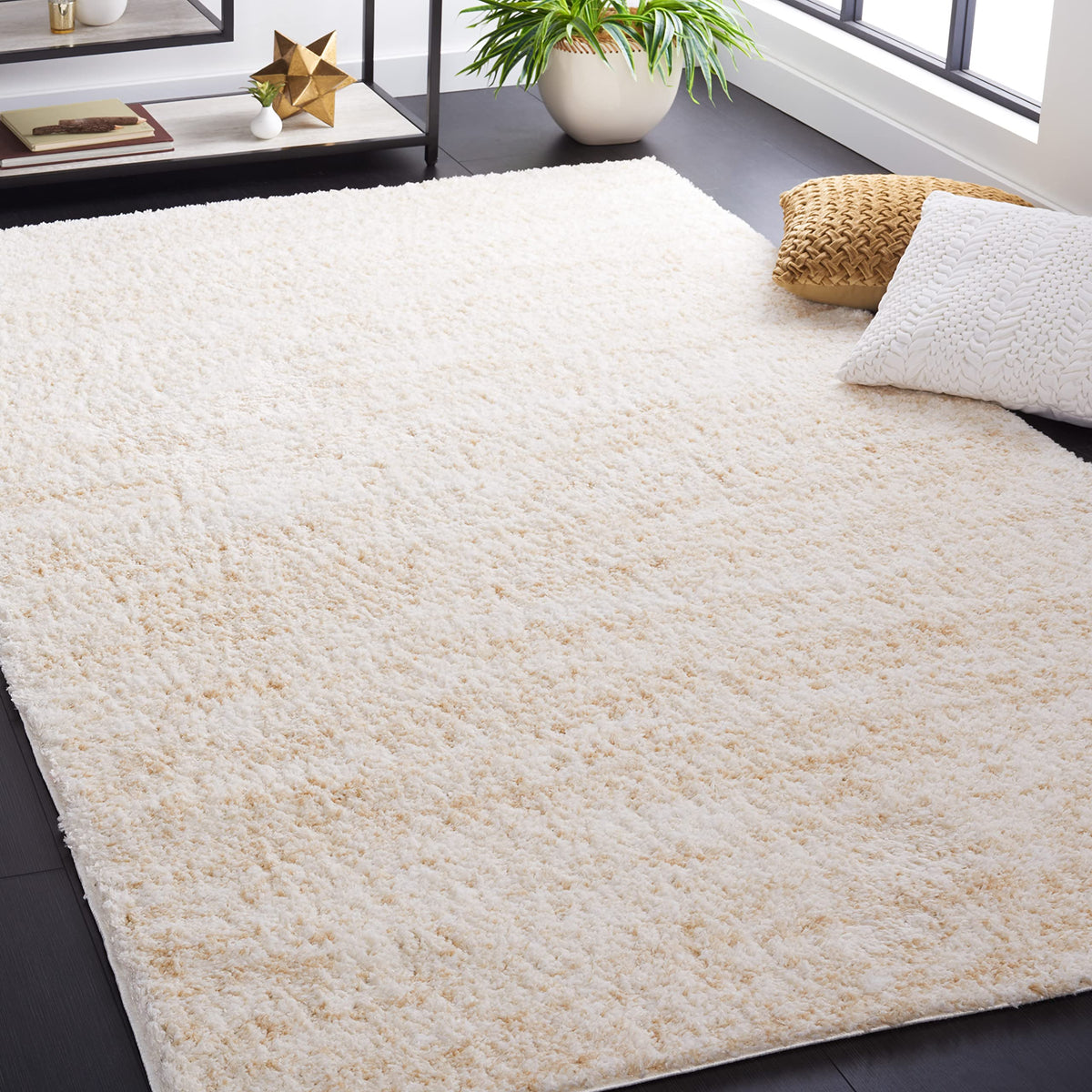 SAFAVIEH Berber Shag Rug 8x10, Large Ivory & Beige BER563A