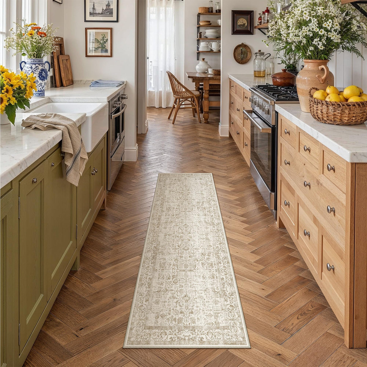 PureCozy Gray Area Rug 8x10 Vintage Floral