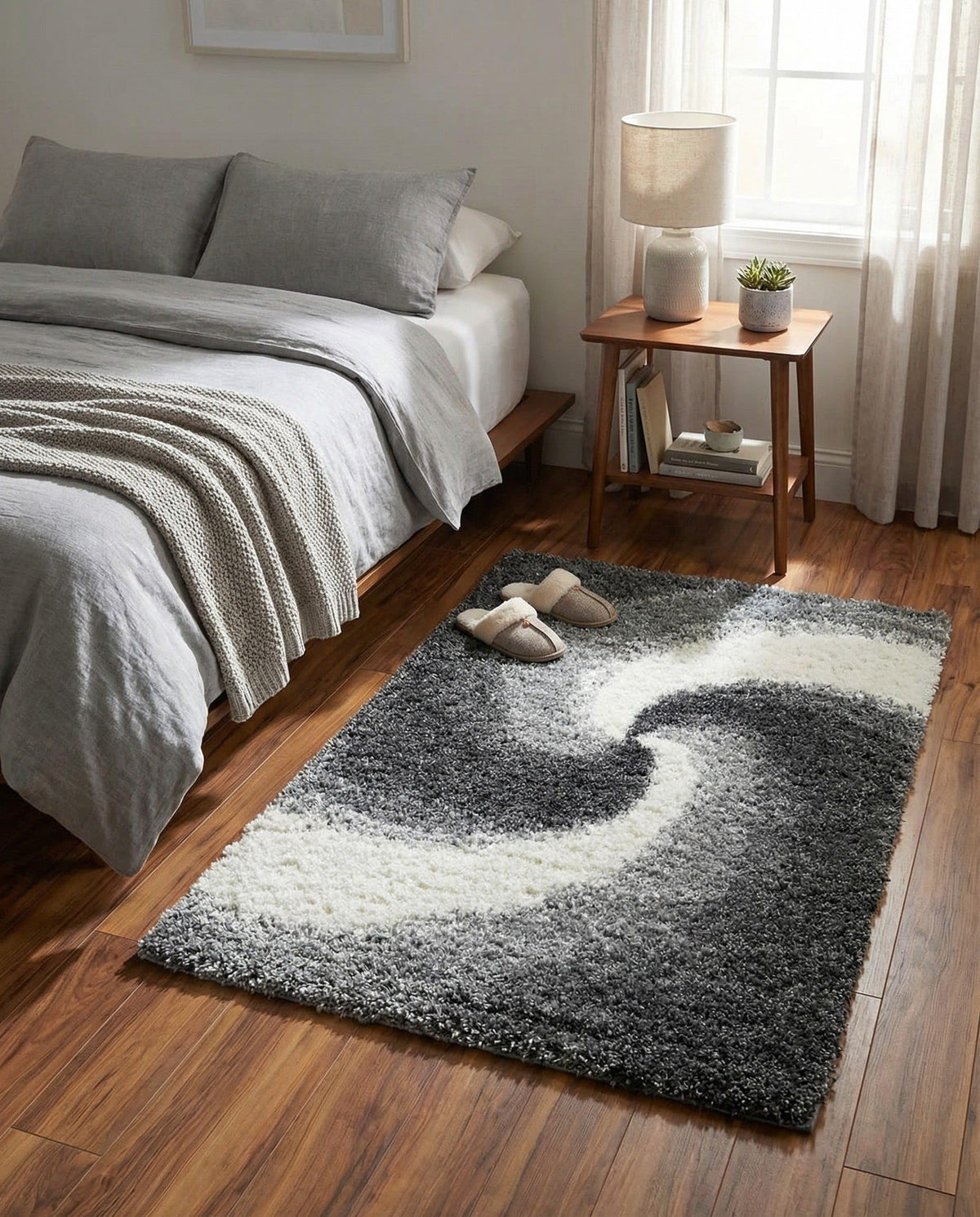 Rugs.com - Soft Touch Shag Rug – 4' 1 x 6' 1 Khaki Shag Rug – Plush Abstract Design for Bedrooms, Living Rooms, and Home Offices