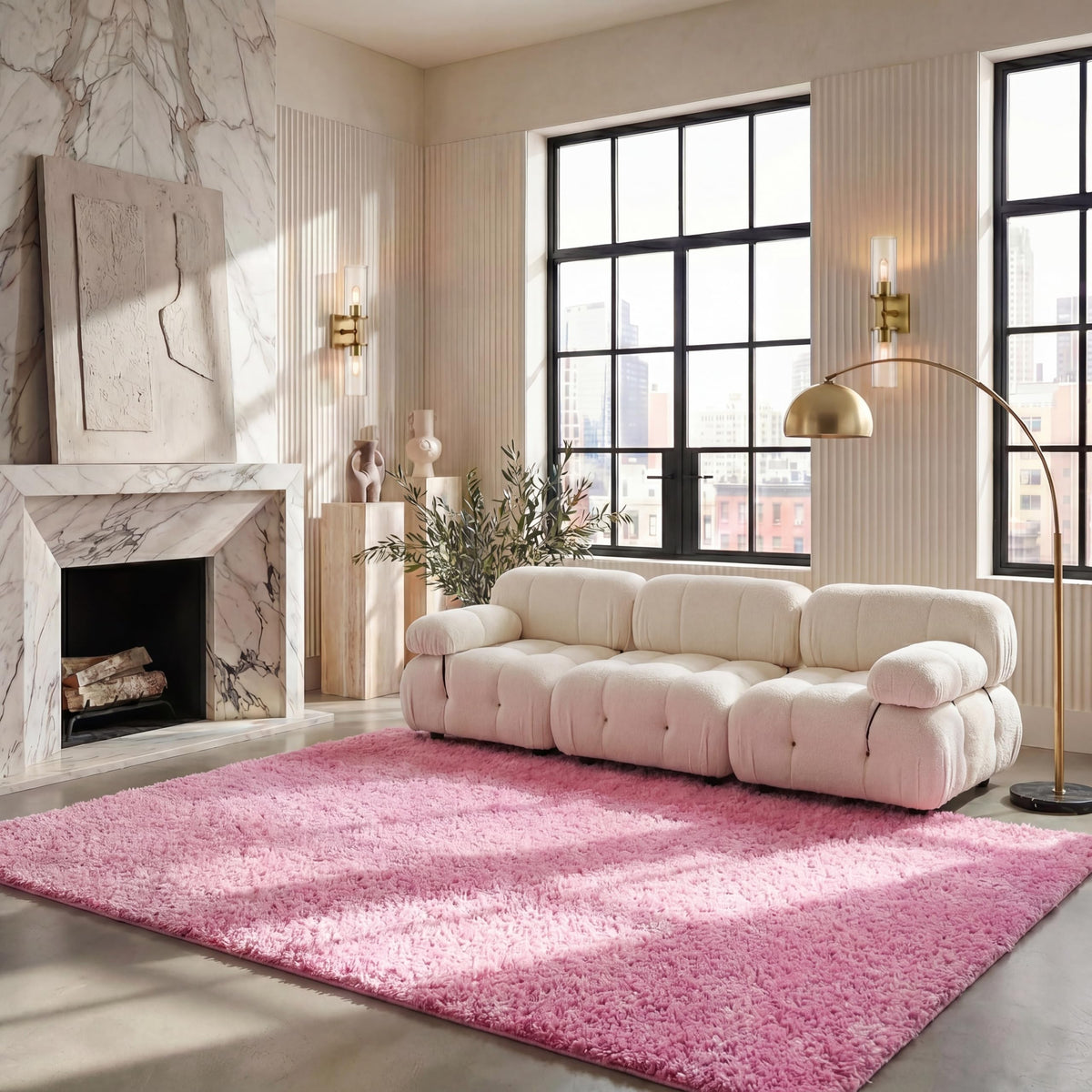 SAFAVIEH August Shag Rug 8'x10', Soft Plush Modern Ivory AUG900C