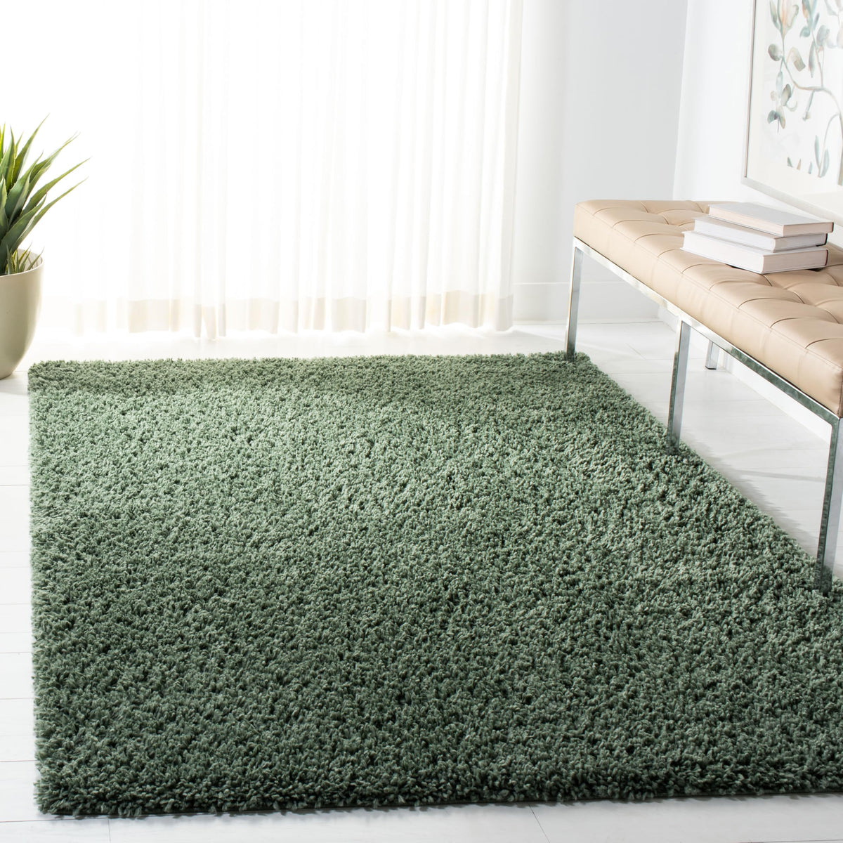 SAFAVIEH August Shag Rug 5'3"x7'6", Soft Plush Modern Ivory AUG200C