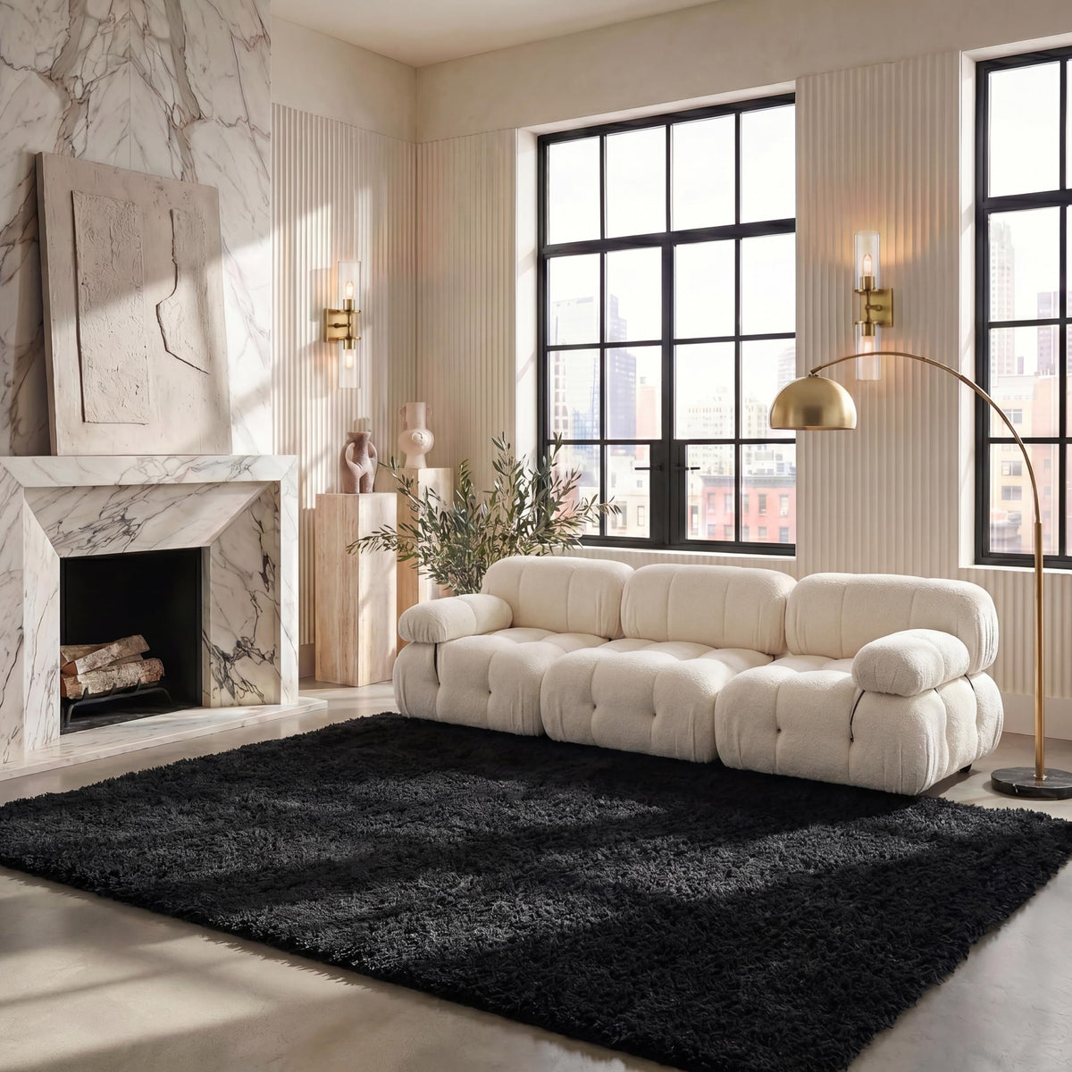 SAFAVIEH Lindsay Shag Collection Area Rug - 4' x 6', Green, Contemporary Design, Ideal for High Traffic Areas in Living Room, Bedroom & Dining Room (LNS560Y-4)