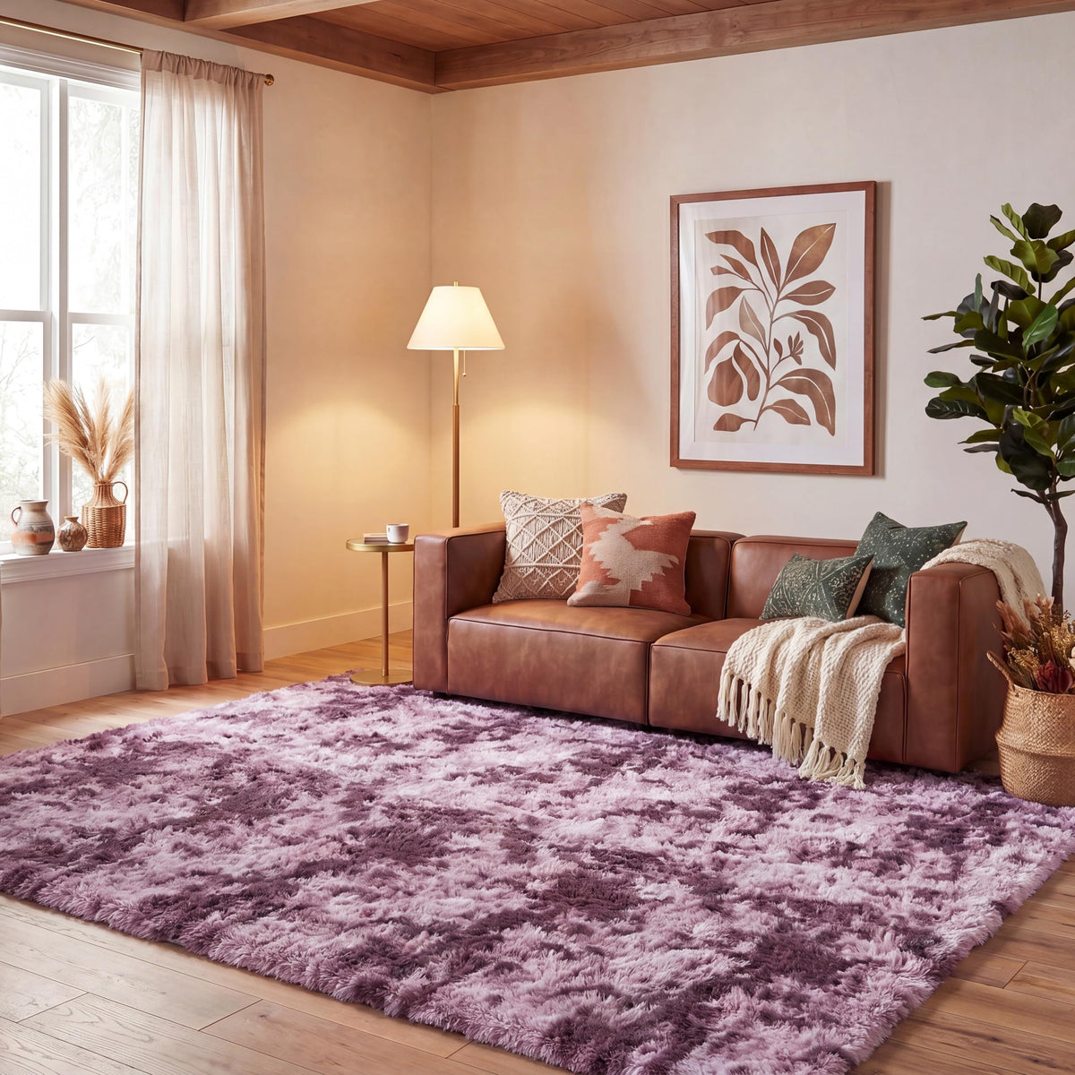 SAFAVIEH Rainbow Shag Collection Area Rug - 8' x 10', Light Beige, Slip Resistant, Non-Shedding & Easy Care, 1.6-inch Thick, Ideal for Living Room, Bedroom, Home Office, Dining Space (RBO100A-8)