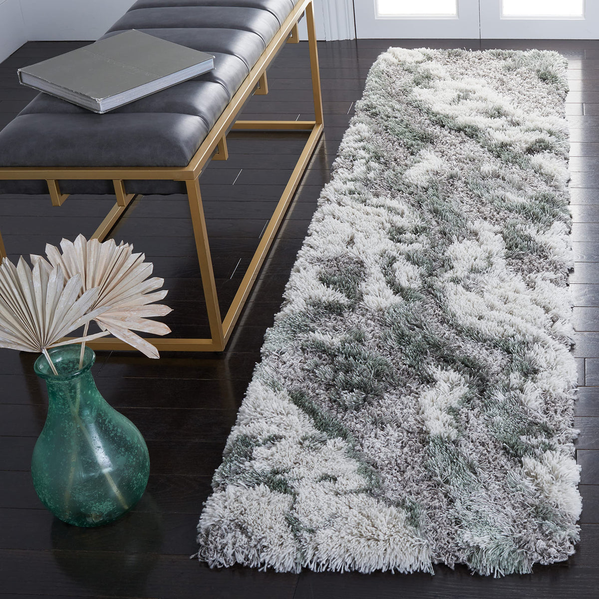 SAFAVIEH Horizon Shag Rug 4'x6', Soft Plush Modern Grey & Blue HZN890G