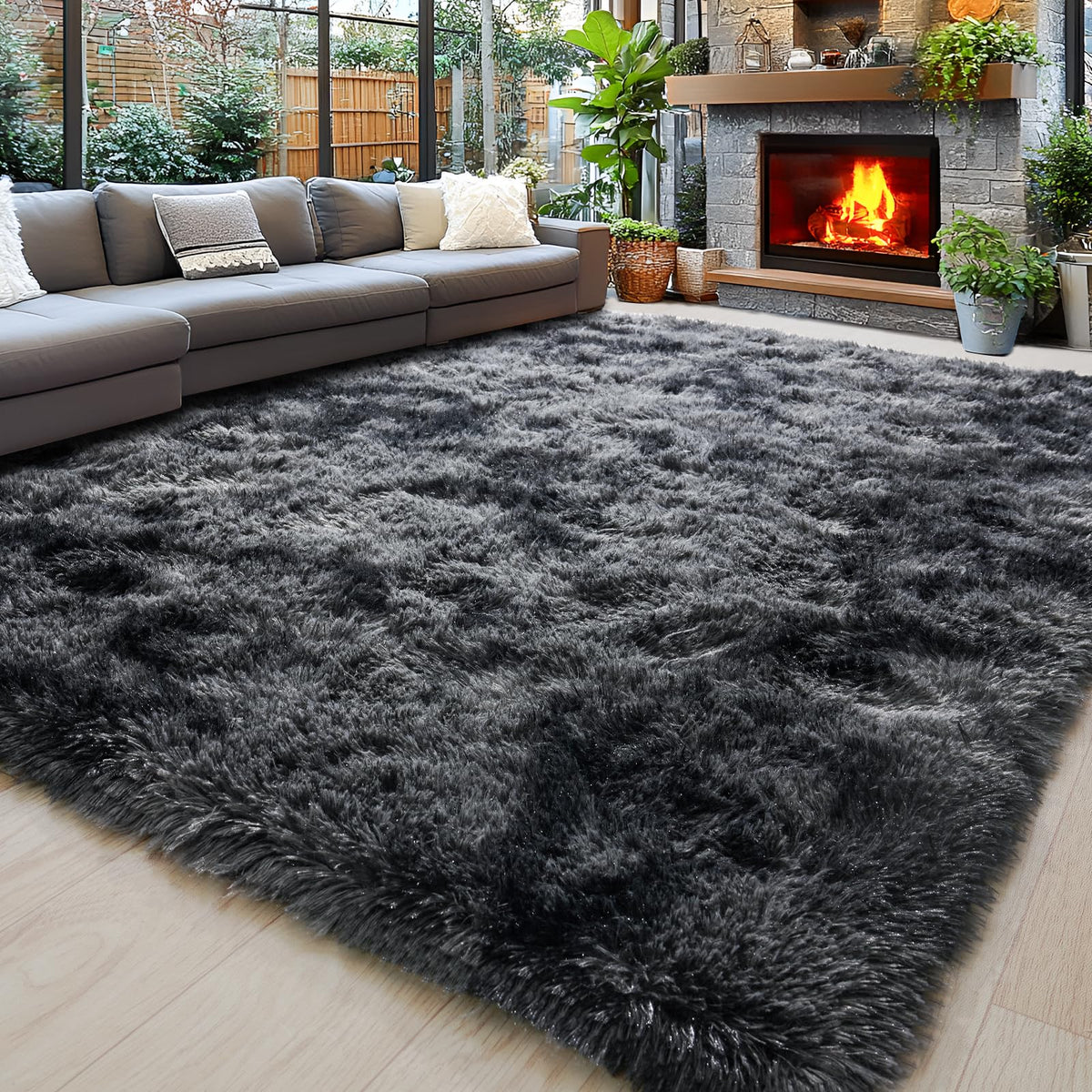 8x10 Area Rugs for Living Room, Cream White Soft Fuzzy Large Shaggy Rug