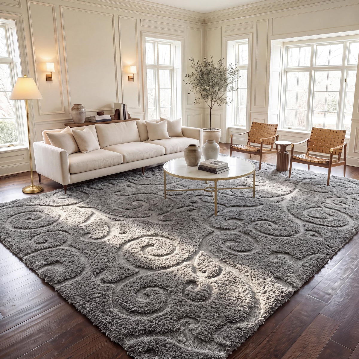 SAFAVIEH Florida Shag Rug 8'x10', Soft Plush Cream & Beige SG455-1113