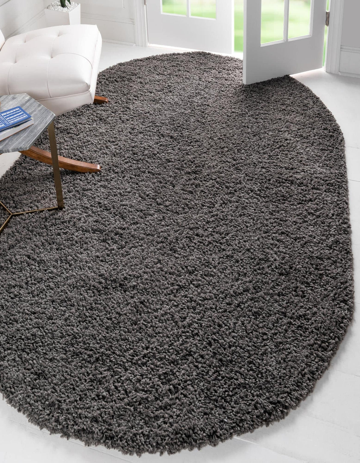 Unique Loom Solid Shag Collection Area Rug (8' x 10' Rectangle, Sandy Brown)