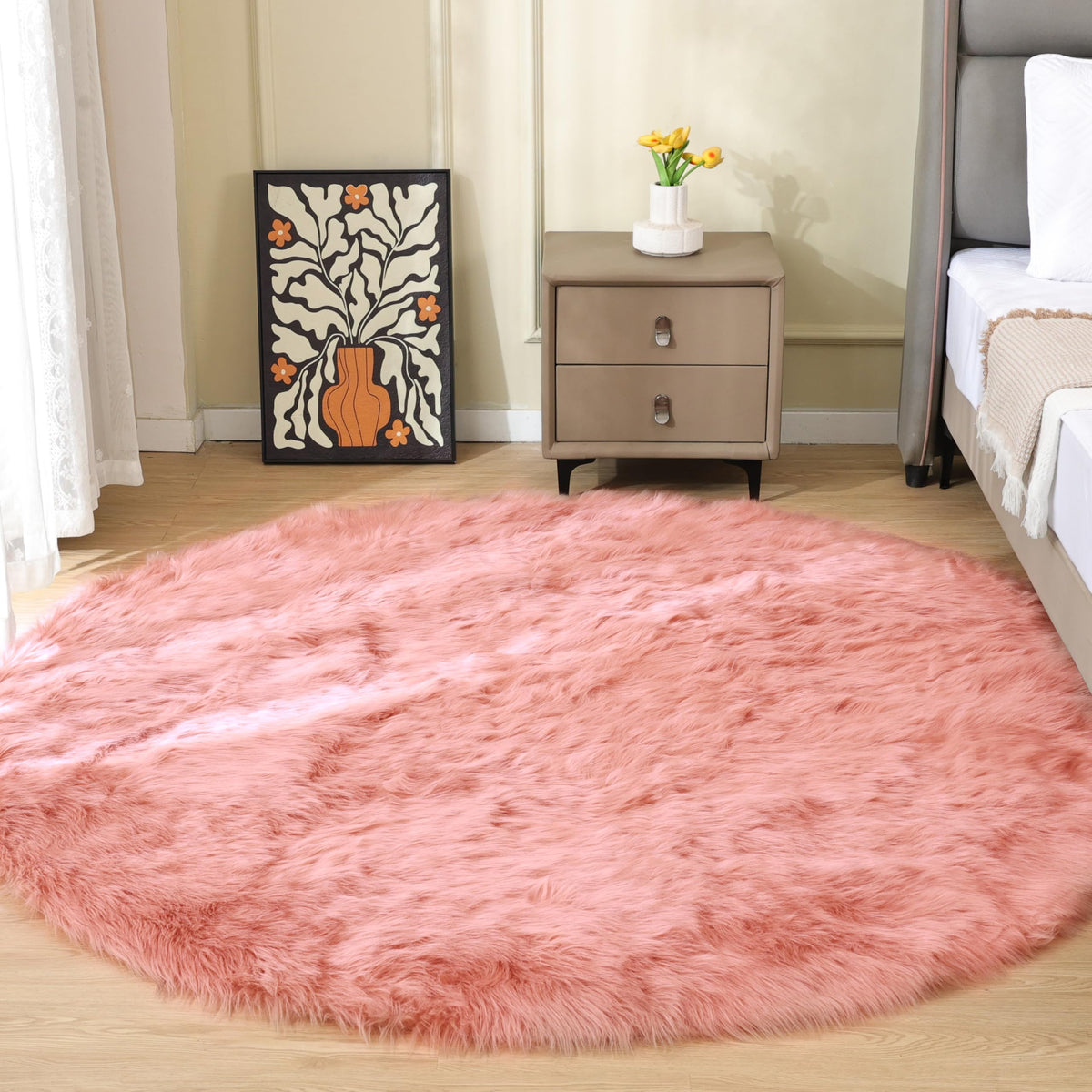 ORINOVA Beige Shag Faux Sheepskin Washable 4X6 Fur Rug for Living Room Bedroom Fluffy Furry Area Rug Rectangle Nursery Decor Rug
