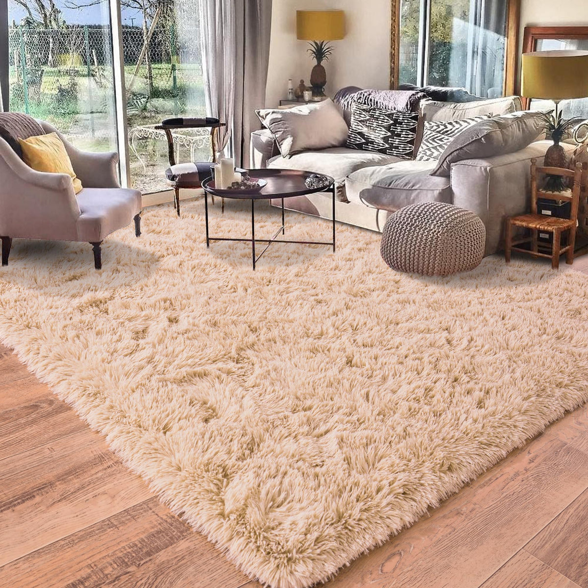 8x10 Area Rugs for Living Room, Ultra Soft Large Shag Black Bedroom Rug Upgrade Non-Slip Plush Modern Fluffy Carpet for Kids Boys Girls Room Home Decor Aesthetic
