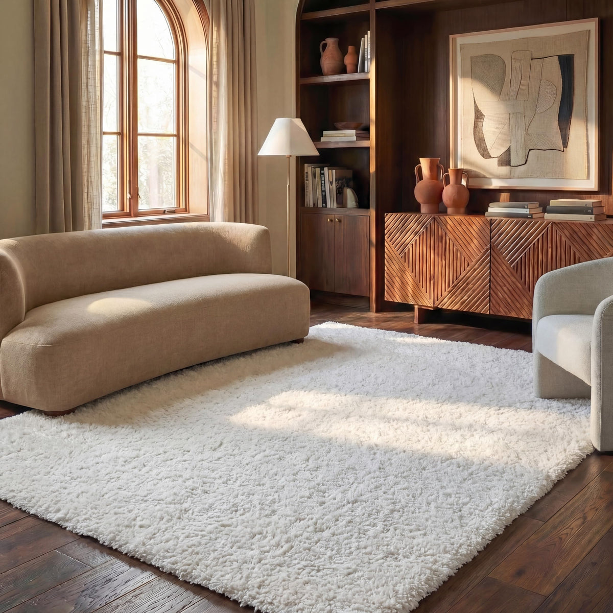 SAFAVIEH August Shag Rug 5'3"x7'6", Soft Plush Modern Ivory AUG200C