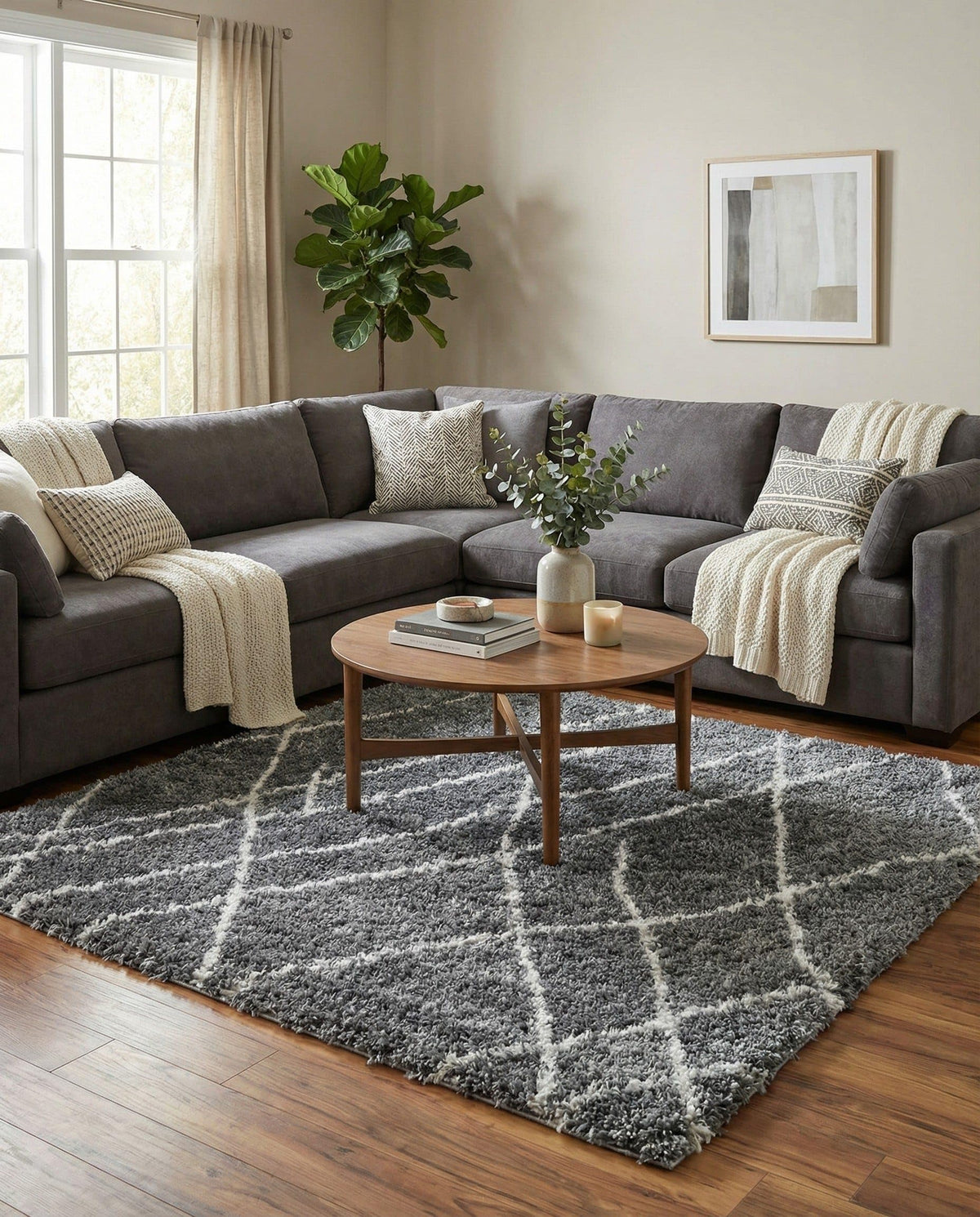Rugs.com - Soft Touch Shag Rug – 6' 1 x 9' Sage Green Plush Shag Rug – Ultra Soft High Pile Area Rug for Bedroom, Living Room, and Home Office