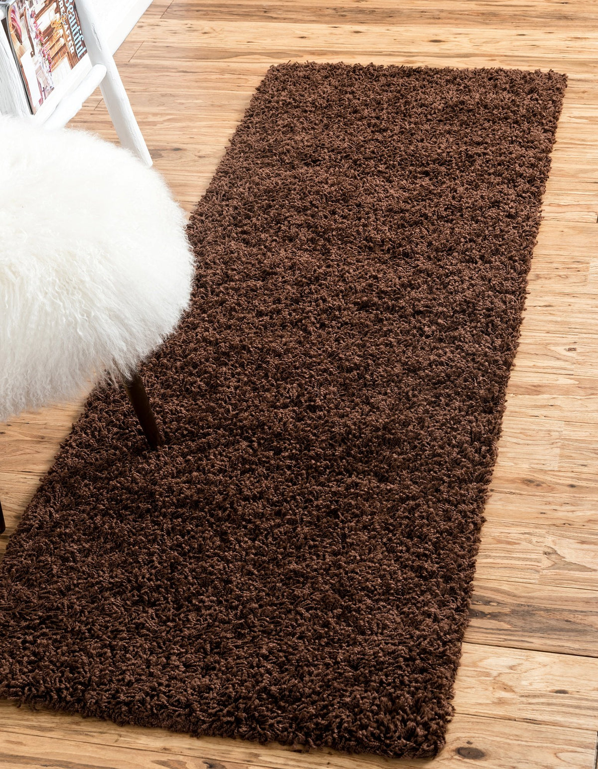 Unique Loom Solid Shag Collection Area Rug (8' x 10' Rectangle, Sandy Brown)