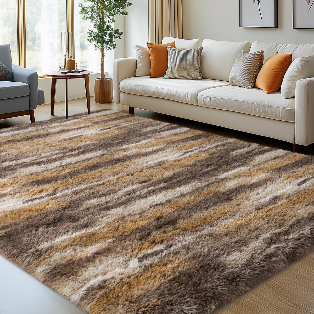 8x10 Abstract Blue Fluffy Rug for Bedroom Living Room Washable Non-Slip