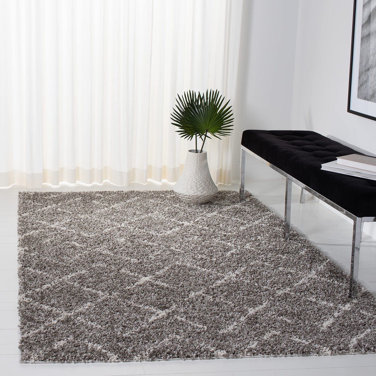 SAFAVIEH Arizona Shag Rug 5'1"x7'6", Soft Plush Ivory & Beige ASG743A
