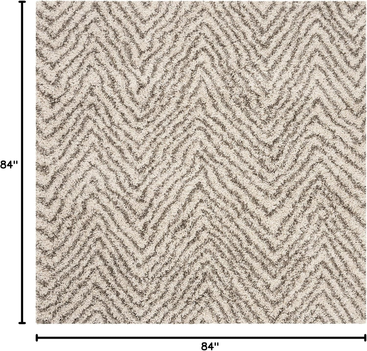 SAFAVIEH Hudson Shag Square Rug 7', Plush Chevron Ivory & Grey SGH375A