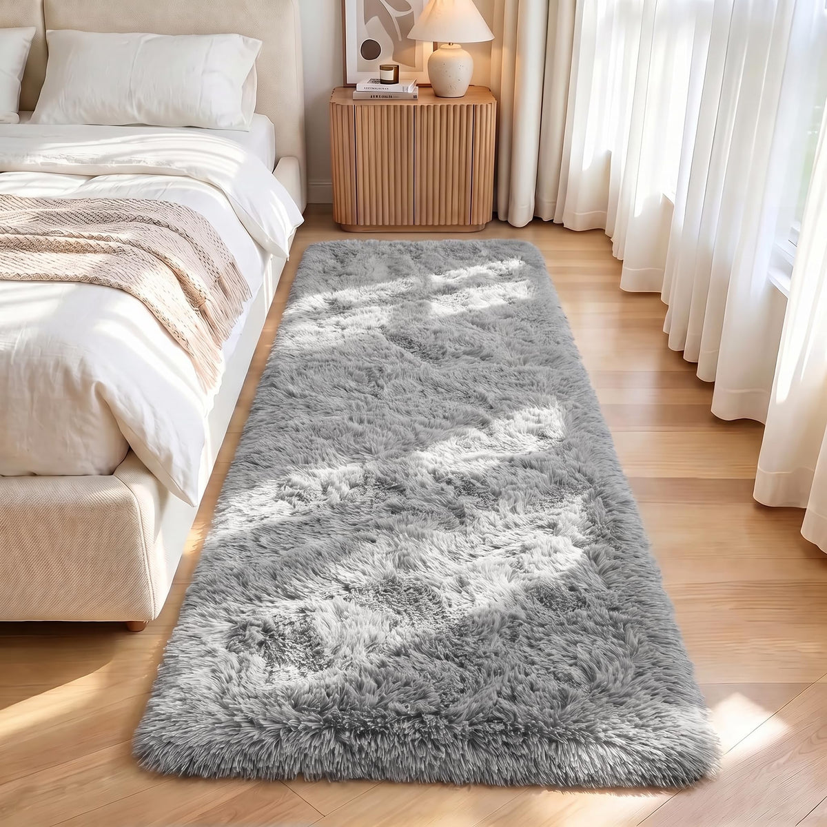 LOCHAS Area Rugs Fluffy Living Room Carpets for Kids Bedroom 6x9, Cream