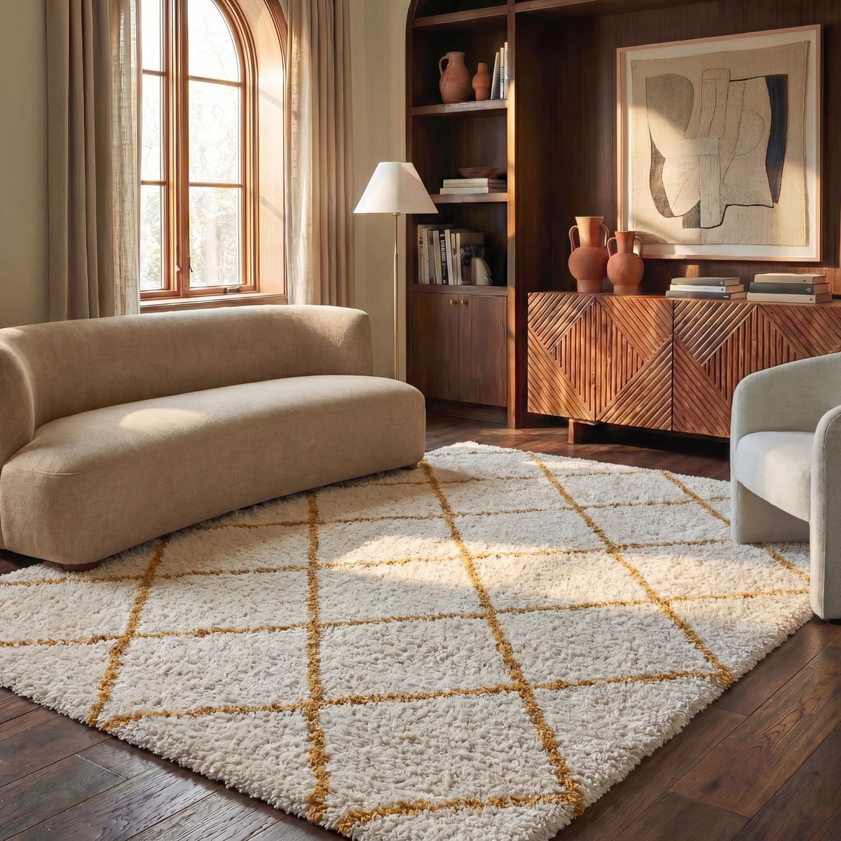 SAFAVIEH Hudson Shag Rug 8'x10', Soft Plush Moroccan Ivory & Beige SGH281D