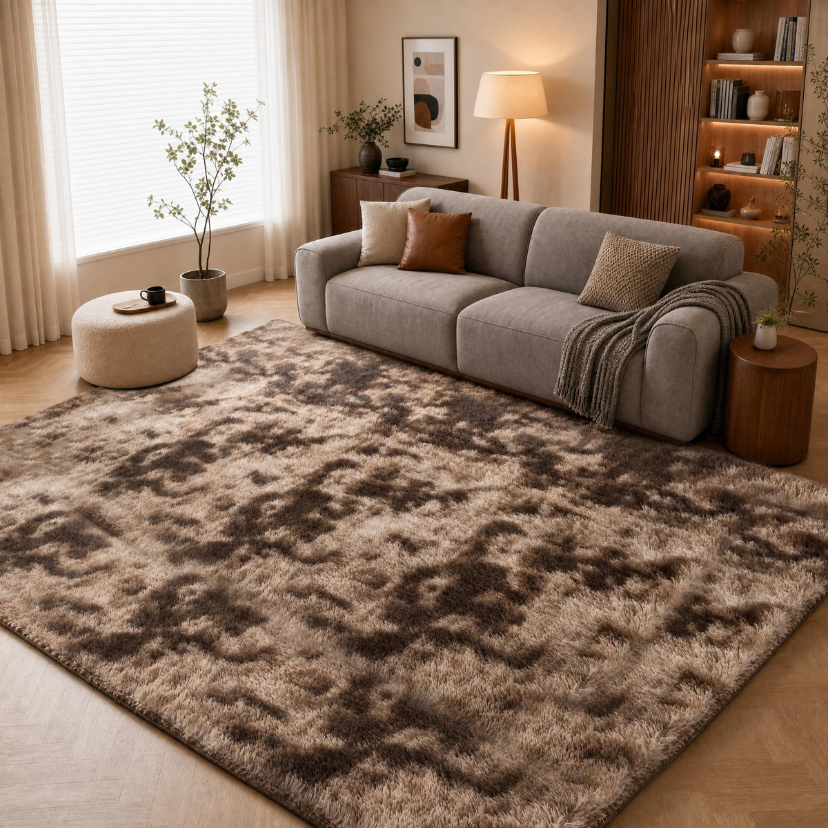ThreadGlobe Premium Shag Area Rug 8'x10', Beige Ultra Plush Rugs for Living Room, Non-Slip Carpet for Bedroom & Nursery Rooms, Smooth Touch Luxurious Floor Decor, Beige, 8x10 Ft