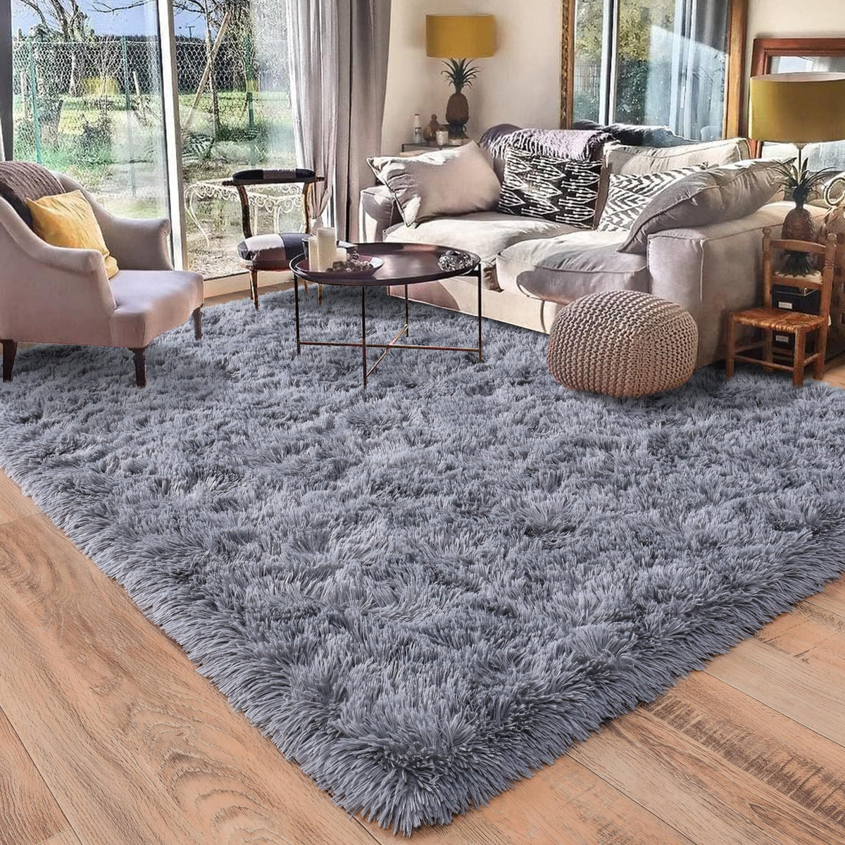 8x10 Area Rugs for Living Room, Ultra Soft Large Shag Black Bedroom Rug Upgrade Non-Slip Plush Modern Fluffy Carpet for Kids Boys Girls Room Home Decor Aesthetic