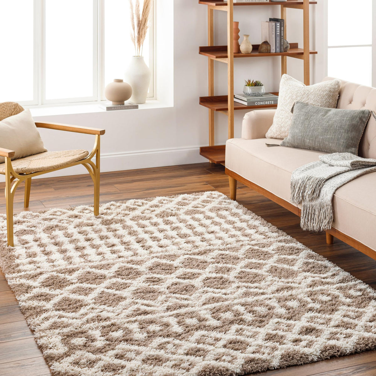 Livabliss Hapsburg Moroccan Shag Area Rug, 5'3" x 7'3", Beige