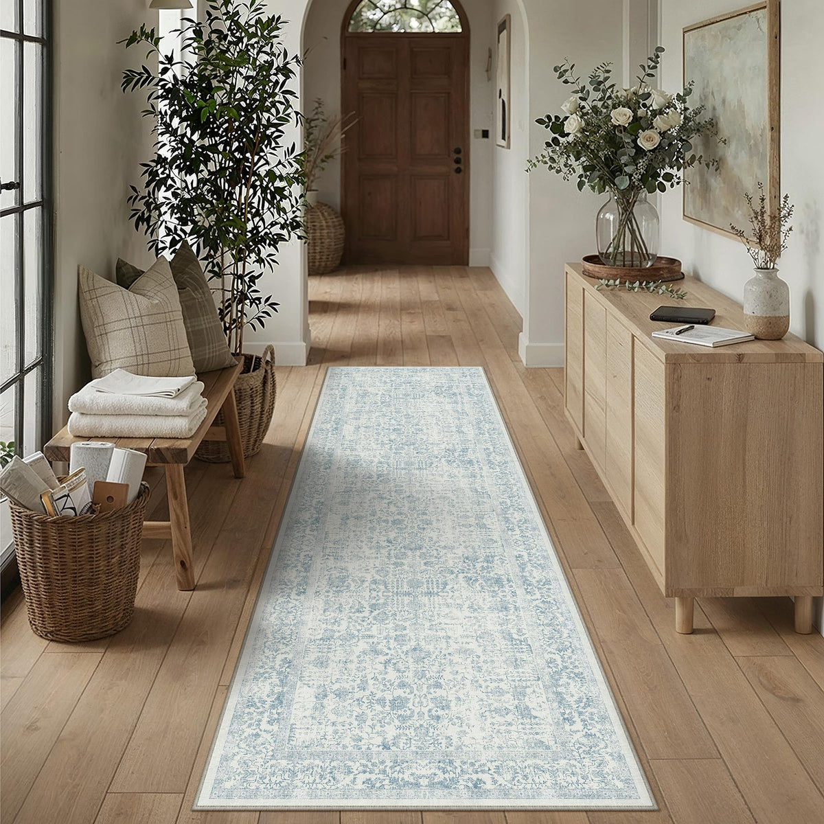 PureCozy Gray Area Rug 8x10 Vintage Floral