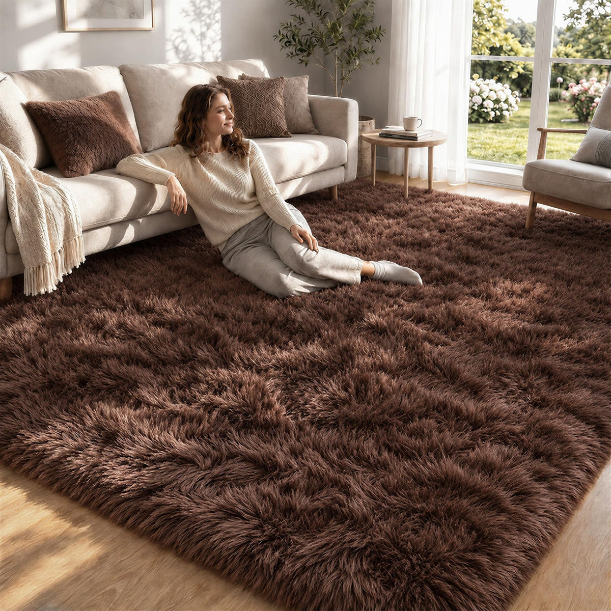 8x10 Area Rugs for Living Room: Soft Camel Fluffy Rug Shag Washable Rug Plush Fuzzy Indoor Carpet for Bedroom Nursery Playroom Girls Boys Kids Room (Camel, 8'x10')