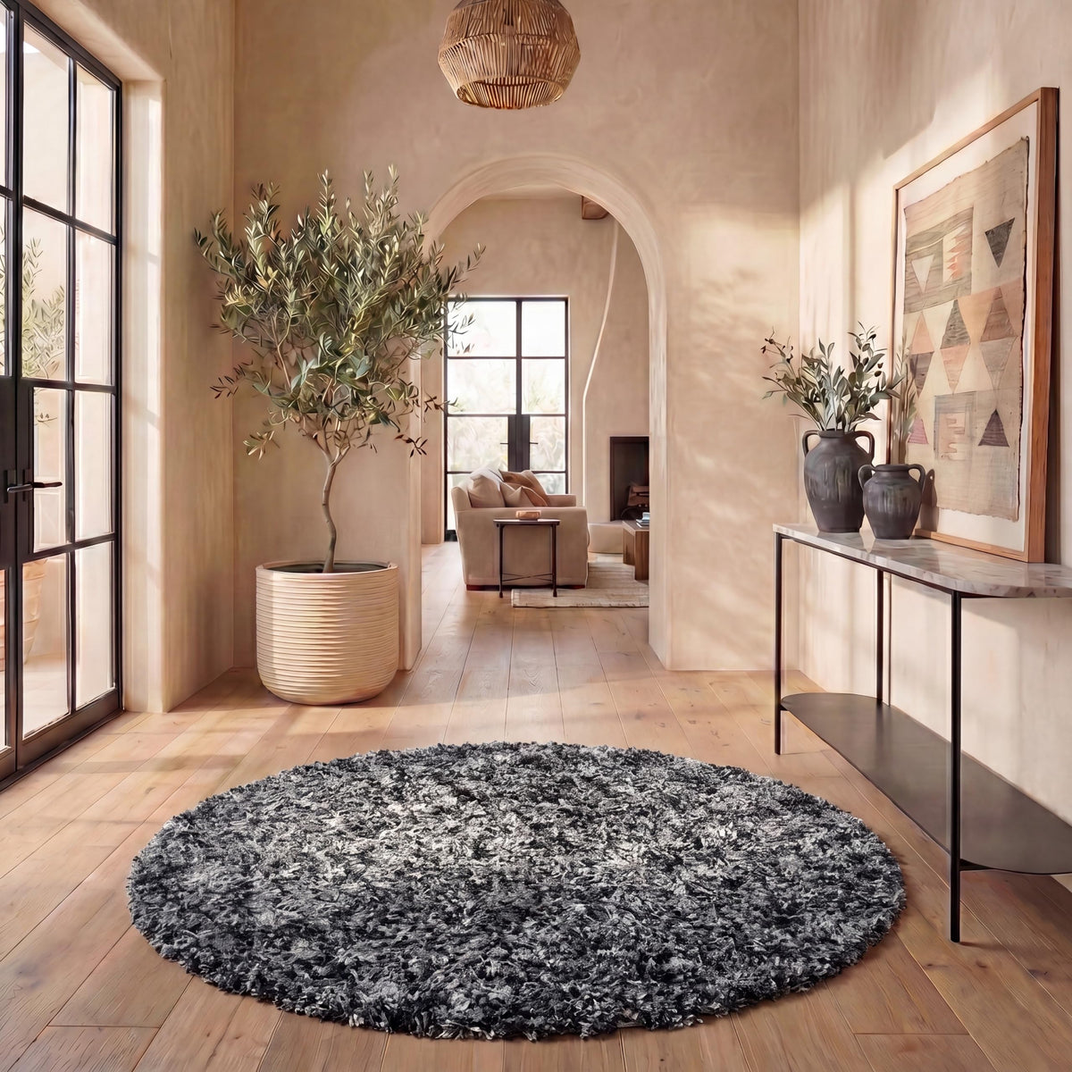SAFAVIEH Rio Shag Collection 3' x 5' Rust / Ivory SG960P Handmade 1-inch Thick Area Rug