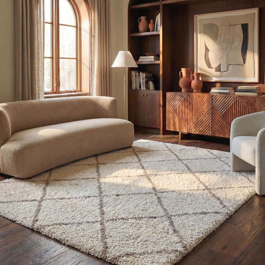 SAFAVIEH Hudson Shag Rug 8'x10', Soft Plush Moroccan Ivory & Beige SGH281D