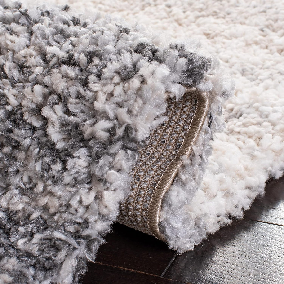SAFAVIEH Fontana Shag Collection Area Rug - 10' x 14', Ivory & Grey, Modern Design, Non-Shedding & Easy Care, 2-inch Thick Ideal for High Traffic Areas in Living Room, Bedroom (FNT852A)