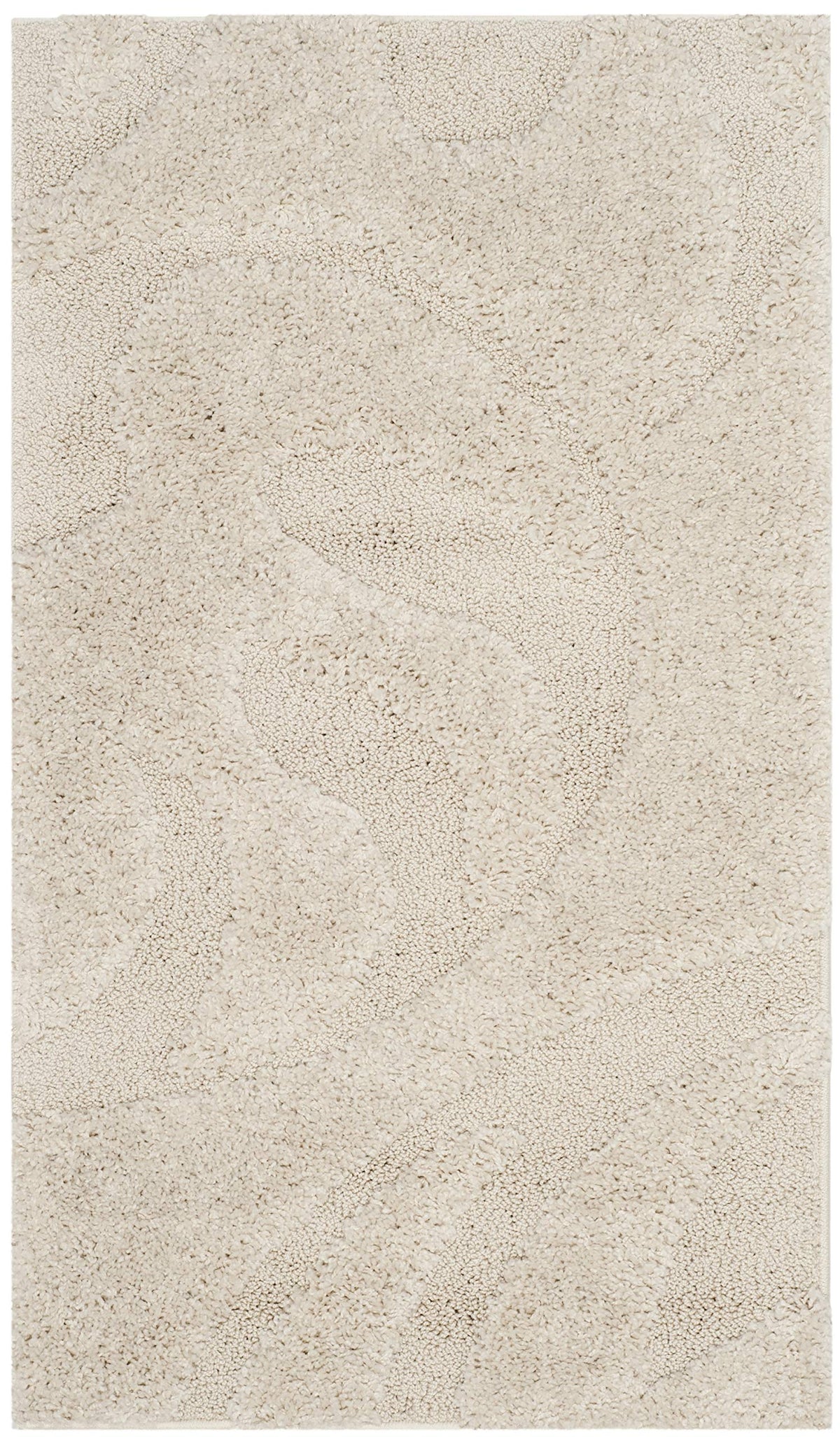 SAFAVIEH Florida Shag Collection Area Rug - 8'6" x 12', Creme & Creme, Scroll Design, Non-Shedding & Easy Care, 1.2-inch Thick Ideal for High Traffic Areas in Living Room, Bedroom (SG468-1111)