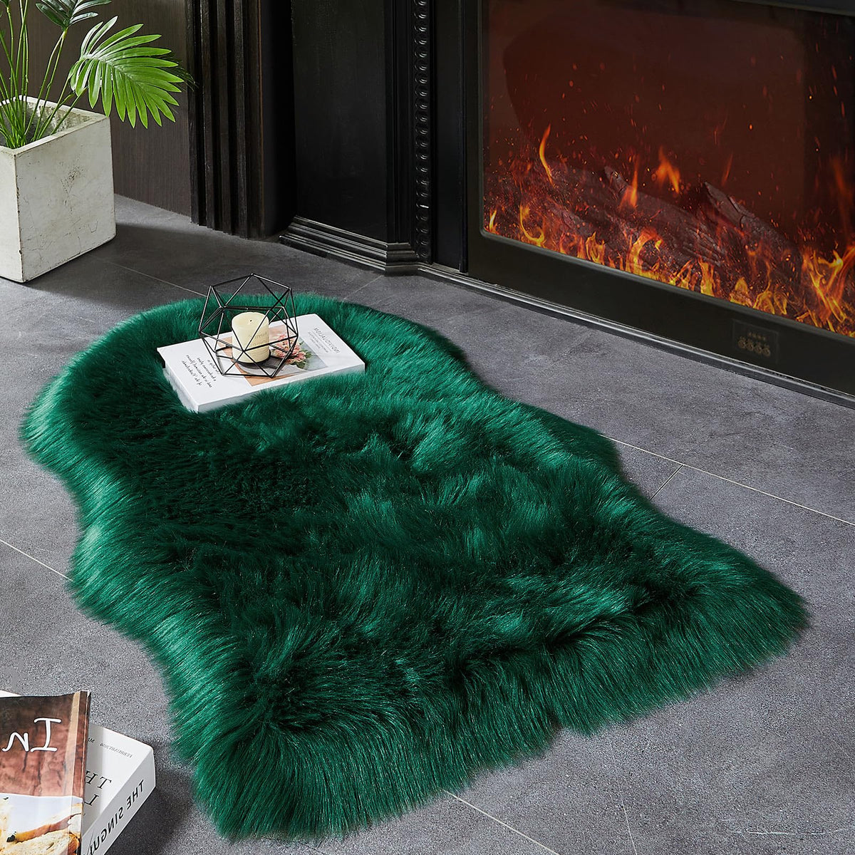 AMTOVO Faux Sheepskin Rug, Beige Ultra Soft Fluffy Shag Area Rug, 2 x 6 ft Faux Fur Rug for Bedroom Sofa Throw Cushion Room Decor, Sheepskin