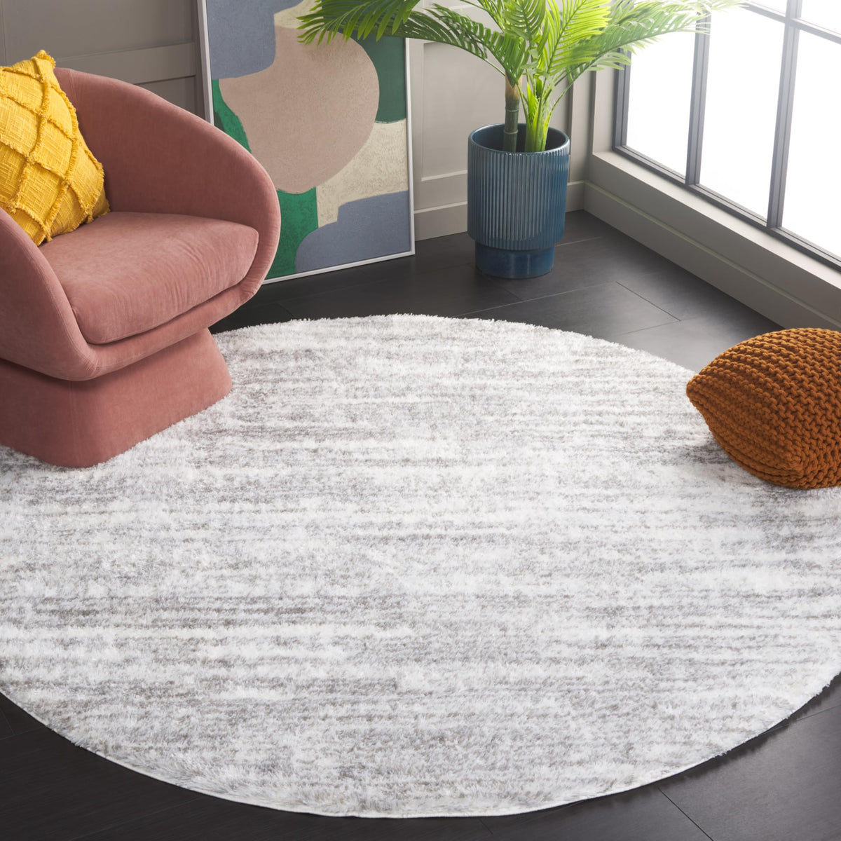 SAFAVIEH Area Rug 8x10 - Tahoe Shag Collection - Large - Blue & Ivory, Modern Design, Non-Shedding & Easy Cleaning, Plush Thick Pile, Ideal for Living Room, Bedroom, Dining Space (THO653M)