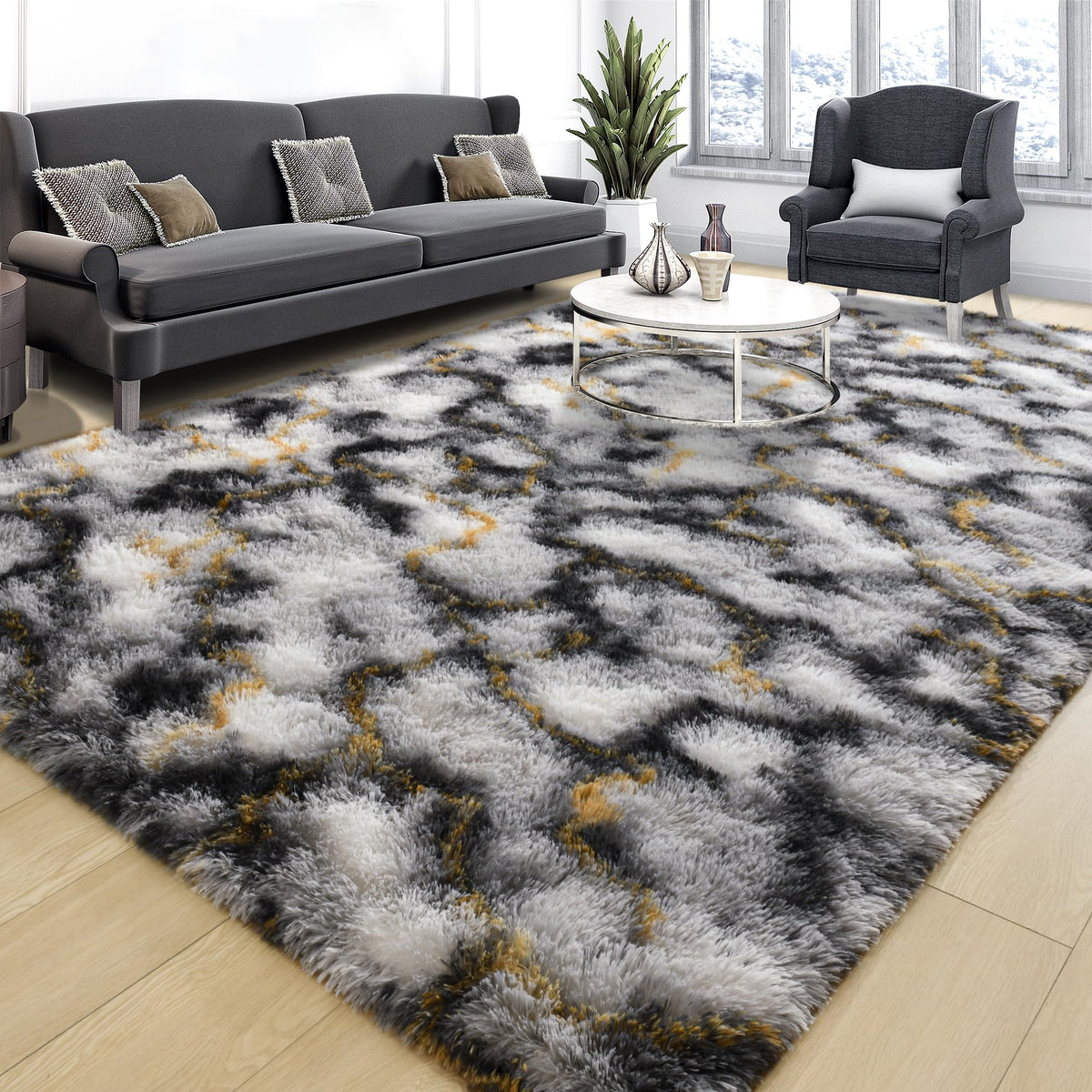 Tepook Fluffy Large Rugs for Living Room, 8x10 Area Rugs for Bedroom