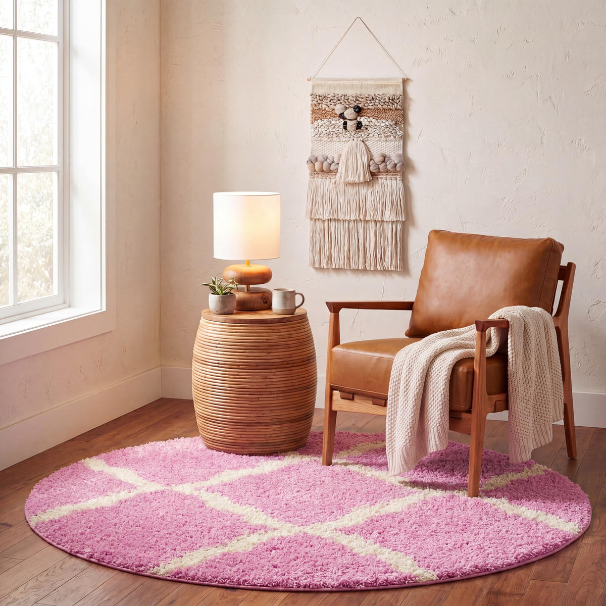 SAFAVIEH Dallas Shag Collection 8' x 10' Beige/Ivory SGD257D Trellis Non-Shedding Living Room Bedroom Dining Room Entryway Plush 1.5-inch Thick Area Rug