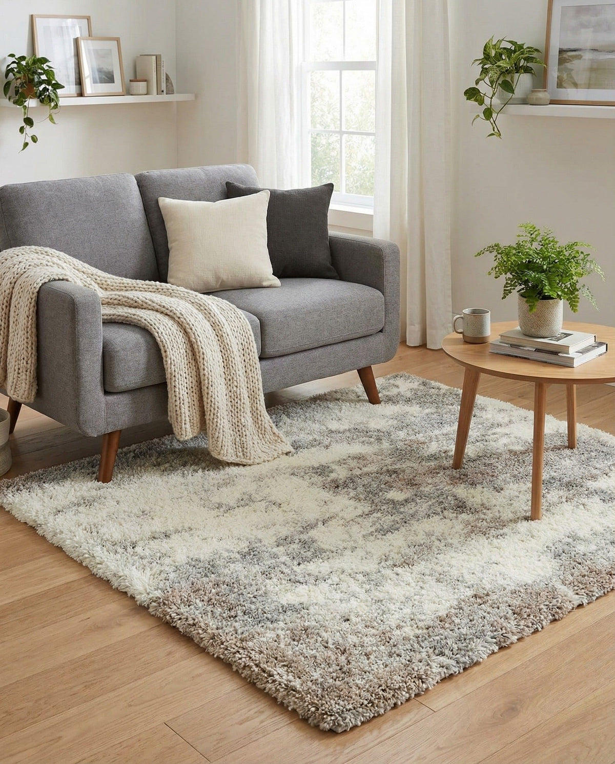 Rugs.com - Soft Touch Shag Rug – 7' 1 x 10' Khaki Shag Rug – Plush Easy-Clean Area Rug, Ideal for Bedrooms, Living Rooms, and Offices