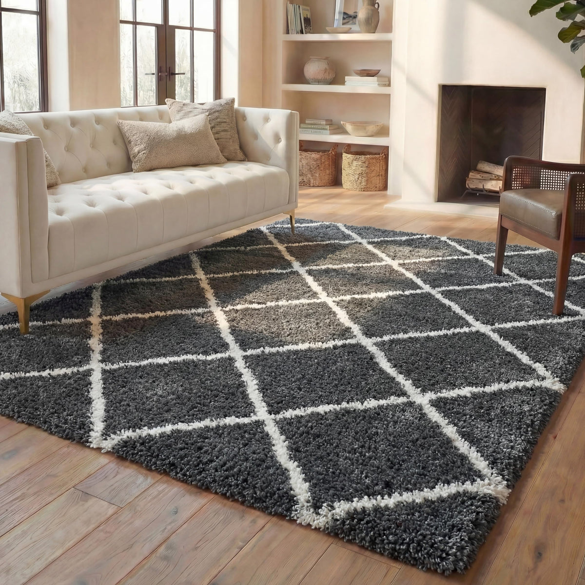 SAFAVIEH Hudson Shag Rug 8'x10', Soft Plush Moroccan Ivory & Beige SGH281D
