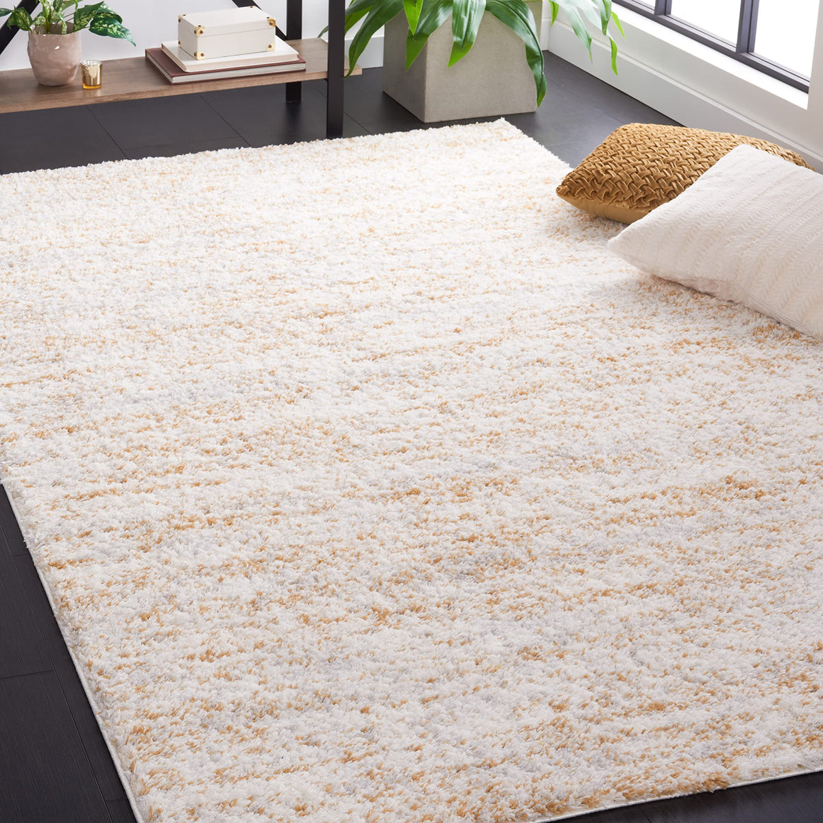 SAFAVIEH Berber Shag Rug 8x10, Large Ivory & Beige BER563A