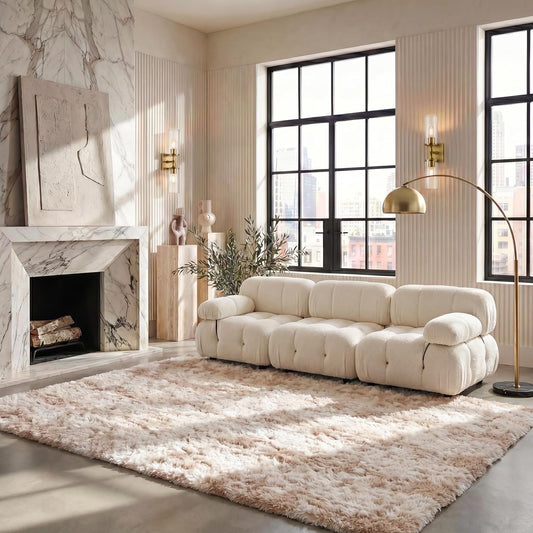 SAFAVIEH Rainbow Shag Collection Area Rug - 8' x 10', Light Beige, Slip Resistant, Non-Shedding & Easy Care, 1.6-inch Thick, Ideal for Living Room, Bedroom, Home Office, Dining Space (RBO100A-8)