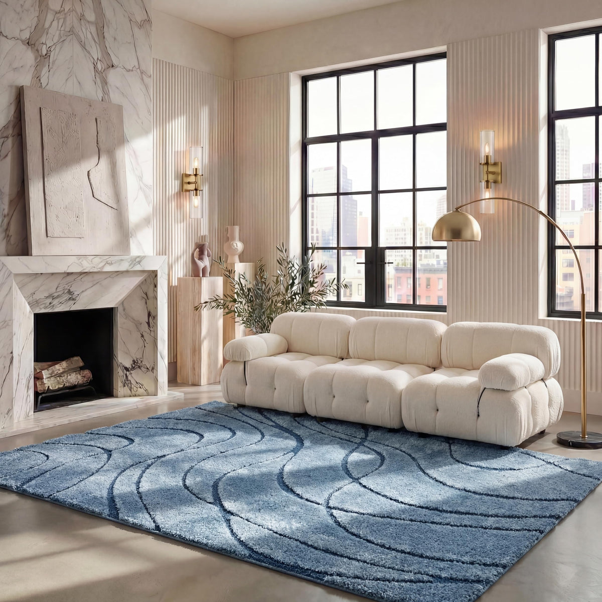 SAFAVIEH Florida Shag Rug 6'x9', Soft Plush Modern Cream & Beige SG471-1113