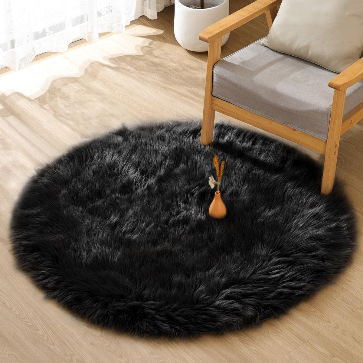 ORINOVA Beige Shag Faux Sheepskin Washable 4X6 Fur Rug for Living Room Bedroom Fluffy Furry Area Rug Rectangle Nursery Decor Rug