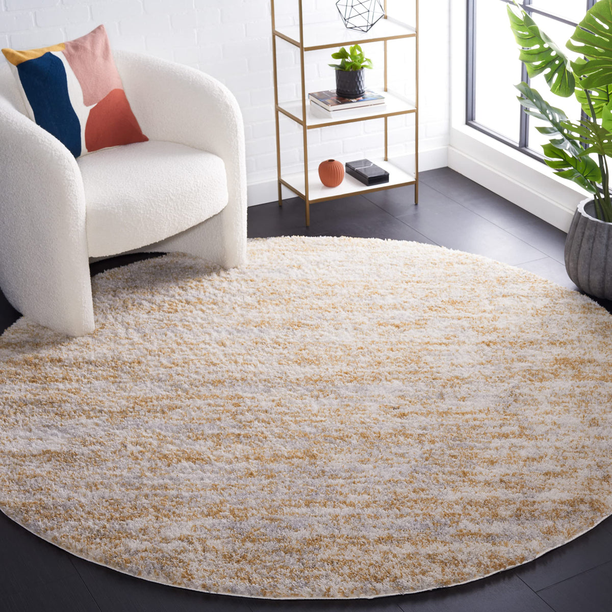 SAFAVIEH Berber Shag Rug 8x10, Large Ivory & Beige BER563A