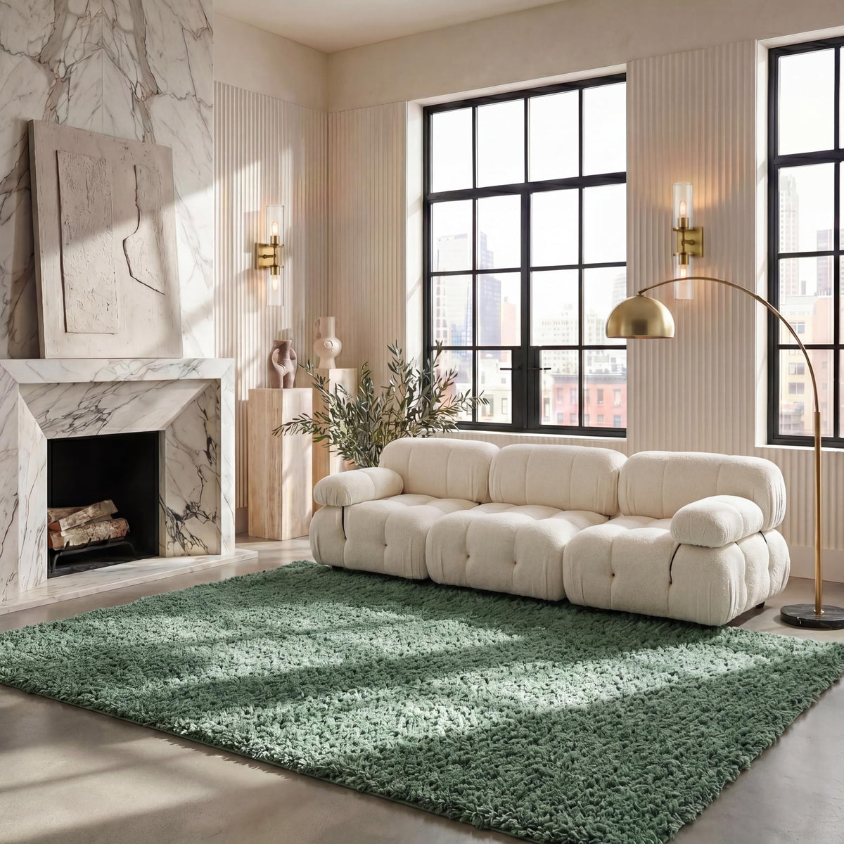 SAFAVIEH August Shag Rug 5'3"x7'6", Soft Plush Modern Ivory AUG200C