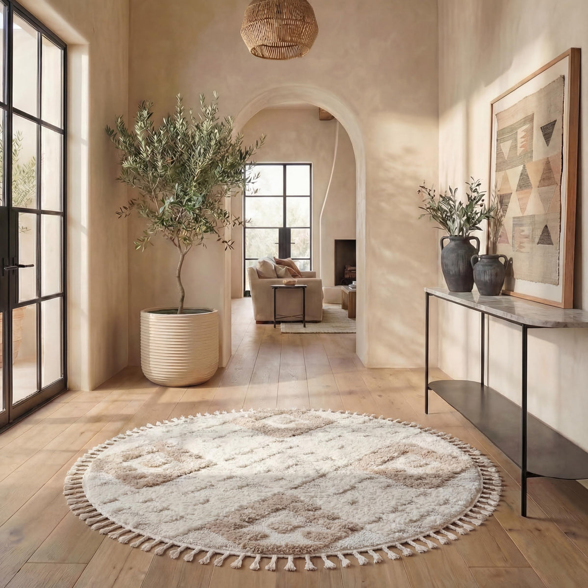 SAFAVIEH Moroccan Tassel Shag Rug 5'3"x7'6", Ivory & Brick Rust MTS688P
