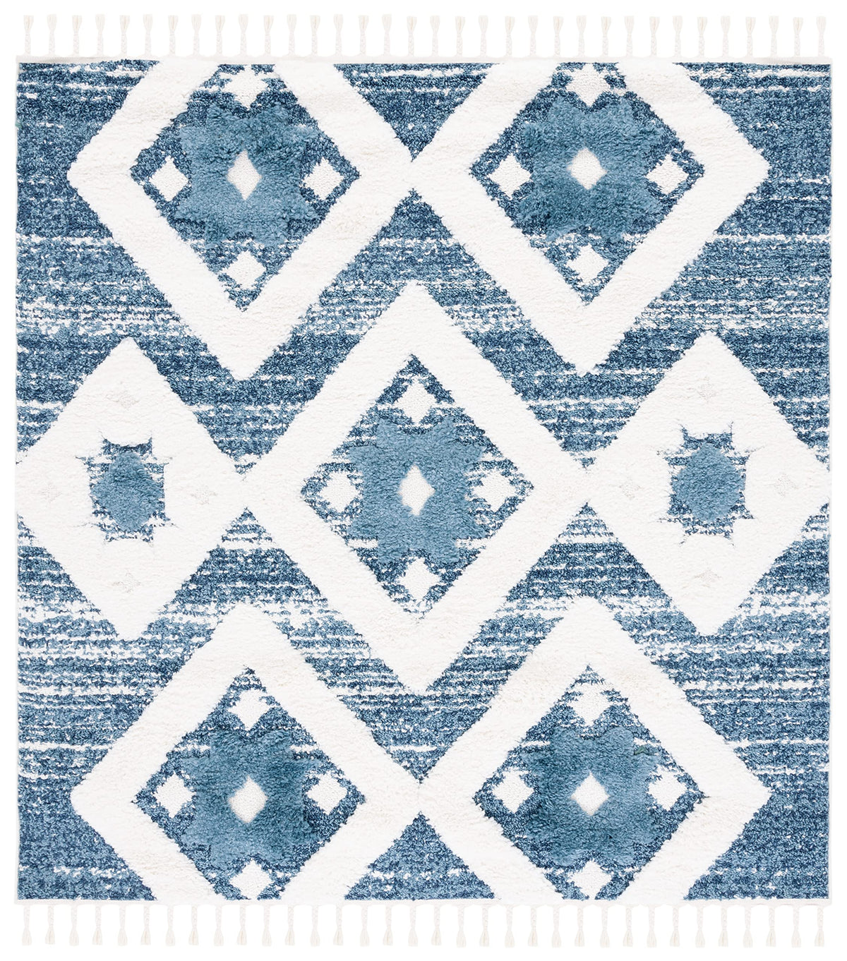 SAFAVIEH Area Rug 8x10 - Moroccan Tassel Shag Collection - Large - Rust & Ivory, Boho Design, Non-Shedding & Easy Cleaning, Plush Pile, Ideal for Living Room, Bedroom, Dining Space (MTS664P)