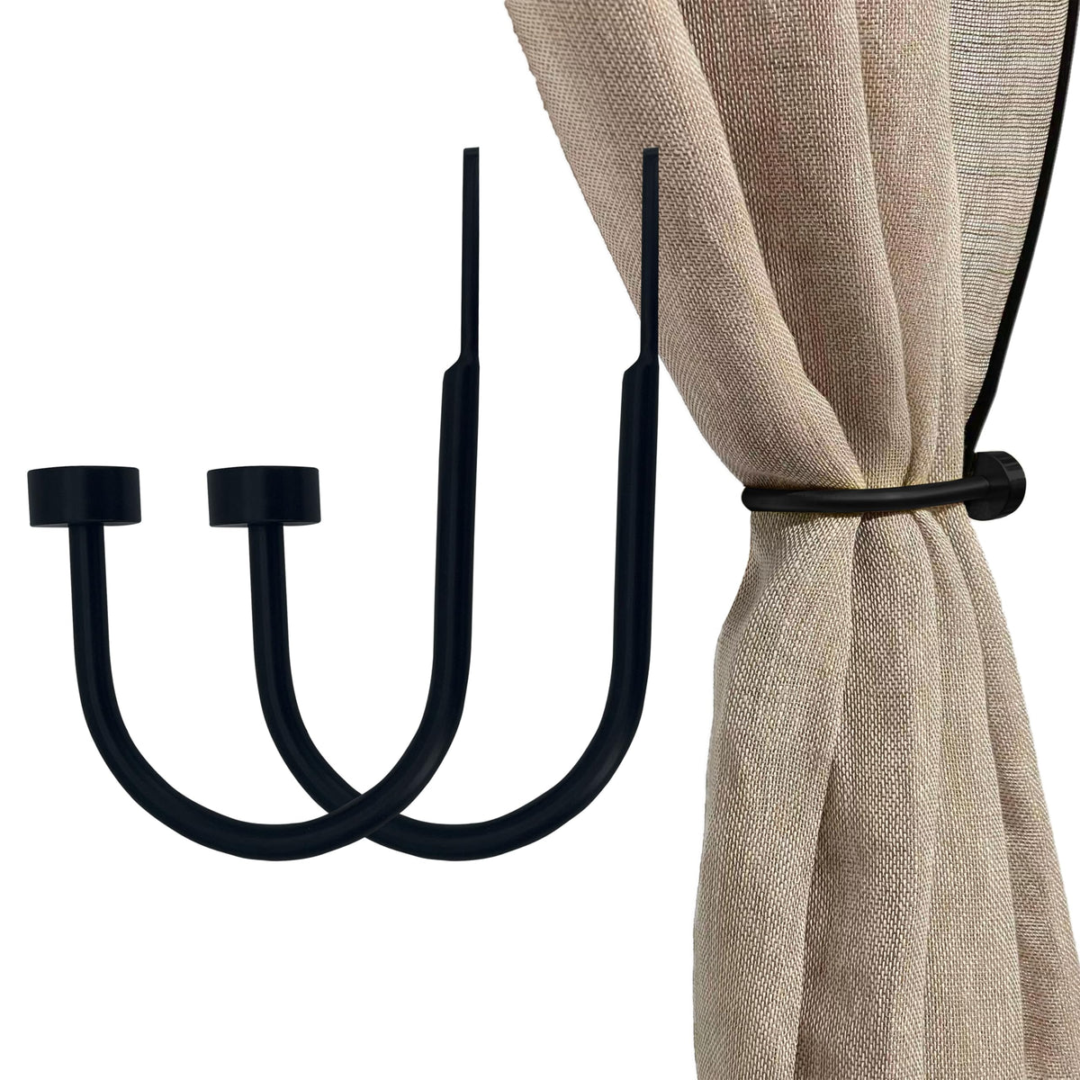 Quality Curtain Holdbacks, Solid Steel Curtain Holdback with Disk Finial,Electroplate Finishes, Set of 2 Window Curtain Tieback Hooks, Warm Gold