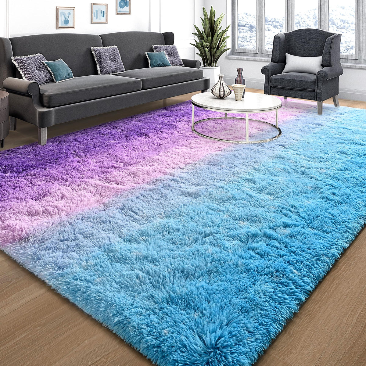 Tepook Fluffy Large Rugs for Living Room, 8x10 Area Rugs for Bedroom