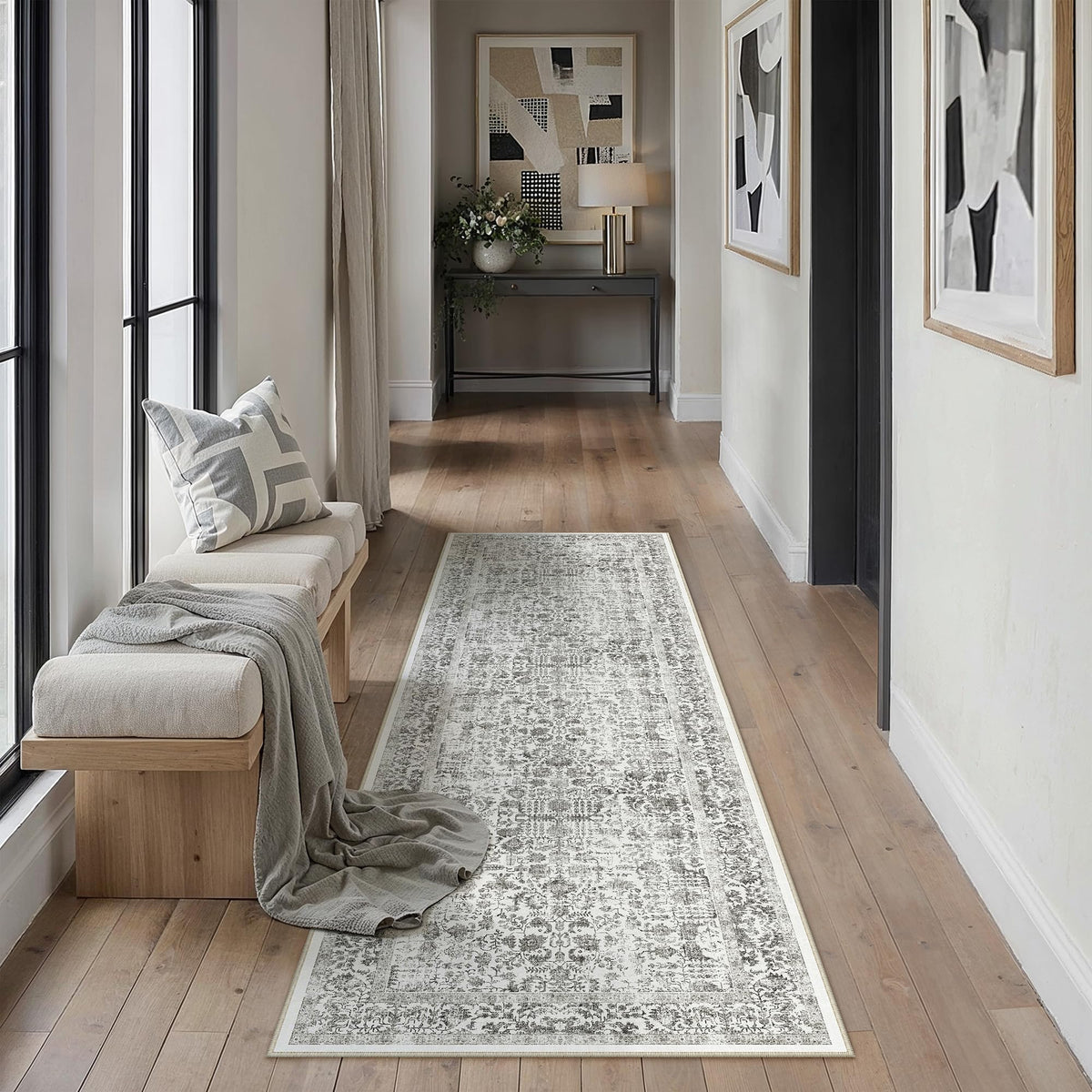 PureCozy Gray Area Rug 8x10 Vintage Floral