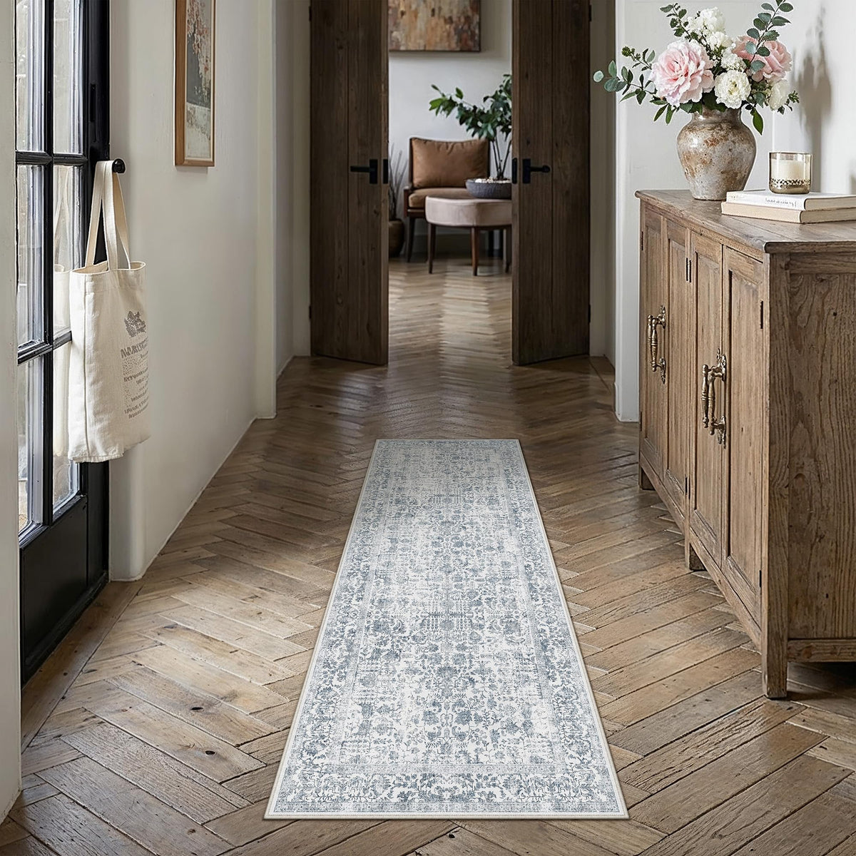 PureCozy Gray Area Rug 8x10 Vintage Floral