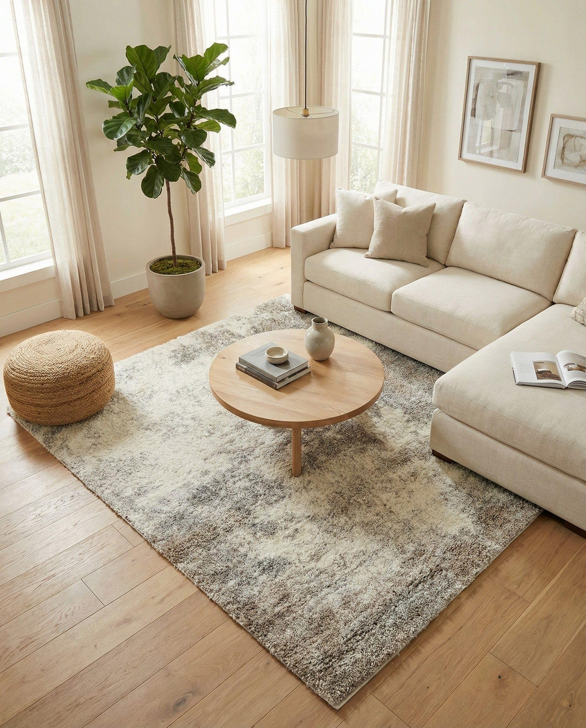 Rugs.com - Soft Touch Shag Rug – 7' 1 x 10' Khaki Shag Rug – Plush Easy-Clean Area Rug, Ideal for Bedrooms, Living Rooms, and Offices